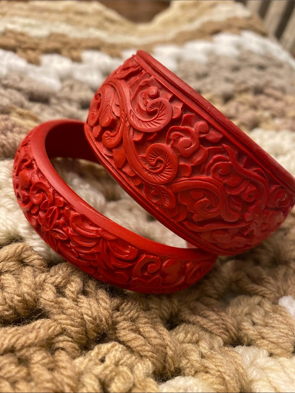 Two red/orange Bangle Bracelets